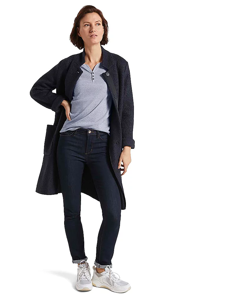 Tom Tailor T-shirt à Manches Longues Henley Offwhite Navy Small Stripe 2XL Femme 2